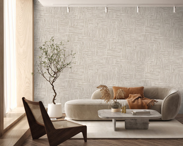 Light Beige Muse Brush Stroke Textured Wallpaper, Modern Minimalist Wall Covering, Neutral Shimmer Wall Decor
