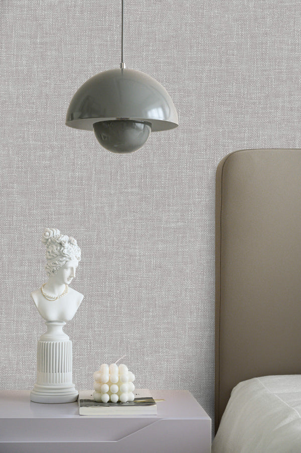 Light Gray Muse Linen Texture Wallpaper, Natural Wallpaper, Modern & Minimalist Wall Covering, Modern Look Neutral Colors Glittering Wallcovering