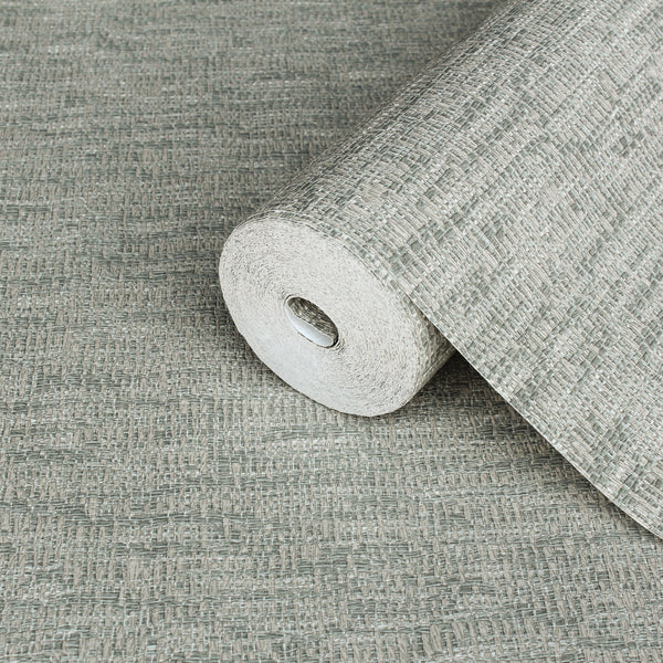 Gray Muse Crosshatch Texture Wallpaper, Natural Wallpaper, Modern & Minimalist Wall Covering, Modern Look Neutral Colors Glittering Wallcovering