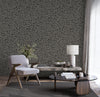 Dark Gray Leaf Pattern Wallpaper, Natural Wallpaper, Modern & Minimalist Wall Covering, Modern Look Neutral Colors Glittering Wallcovering