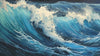 Big Wave in a Raging Sea Wallpaper, Oil Painting Mural, Oversized Custom Size Wall Art, Non-Woven, Non-Adhesive, Modern Wall Paper, Removable