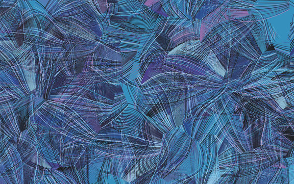 Dark Blue and Pink Wallpaper, Abstract Shapes Mural, Oversized Custom Size Wall Art, Non-Woven, Non-Adhesive, Modern Wall Paper, Removable