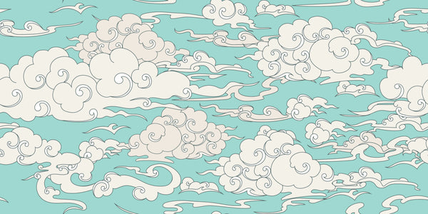 Clouds, Blue Background Wallpaper, Seamless Pattern Mural, Oversized Custom Size Wall Art, Non-Woven, Non-Adhesive, Modern Wall Paper, Removable