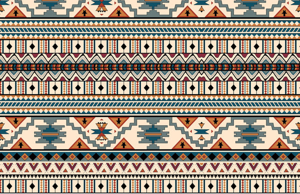 Ethnic Geometrical Wallpaper, Seamless Pattern Mural, Oversized Custom Size Wall Art, Non-Woven, Non-Adhesive, Modern Wall Paper, Removable