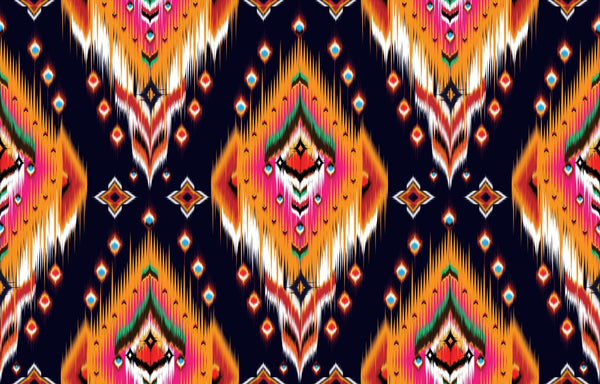 Ikat Ethnic Wallpaper, Abstract Mural, Oversized Custom Size Wall Art, Non-Woven, Non-Adhesive, Modern Wall Paper, Removable