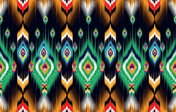 Ikat Ethnic Wallpaper, Abstract Mexican Mural, Oversized Custom Size Wall Art, Non-Woven, Non-Adhesive, Modern Wall Paper, Removable