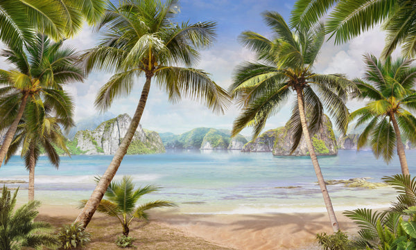 Realistic Beach Wallpaper, Landscape Mural, Oversized Custom Size Wall Art, Non-Woven, Non-Adhesive, Modern Wall Paper, Removable