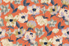 Abstract Floral, Orange Background Wallpaper, Seamless Pattern Mural, Oversized Custom Size Wall Art, Non-Woven, Non-Adhesive, Modern Wall Paper, Removable