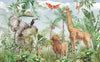 African Animals Wallpaper, Watercolor Wildlife Mural, Oversized Custom Size Wall Art, Non-Woven, Non-Adhesive, Modern Wall Paper, Removable