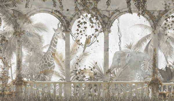 Tropical Leaves Wallpaper, Vines Mural, Oversized Custom Size Wall Art, Non-Woven, Non-Adhesive, Modern Wall Paper, Removable