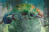 Tropical Leaves Wallpaper, Chameleon Background Mural, Oversized Custom Size Wall Art, Non-Woven, Non-Adhesive, Modern Wall Paper, Removable