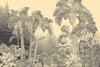 Tropical Trees Wallpaper, Foggy Forest Mural, Oversized Custom Size Wall Art, Non-Woven, Non-Adhesive, Modern Wall Paper, Removable