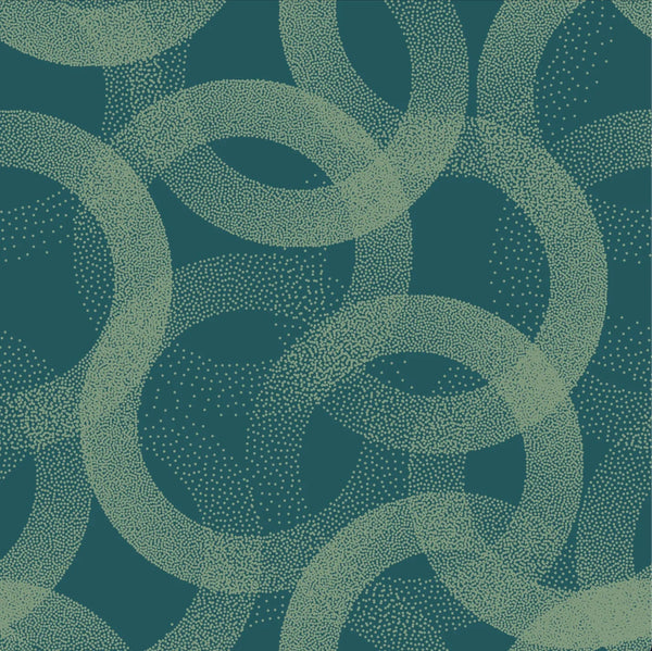 Green Stippled Circles Wallpaper, Seamless Pattern Mural, Oversized Custom Size Wall Art, Non-Woven, Non-Adhesive, Modern Wall Paper, Removable