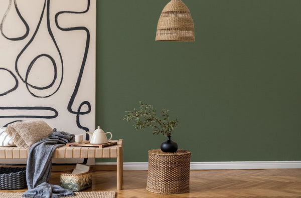 Dark Green Wallpaper, Textured Wallpaper,Natural Wallpaper, Modern & Minimalist Wall Covering,Modern Look Neutral Colors Glittering Wallcovering