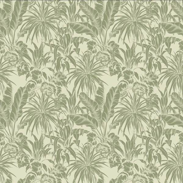 Botanic Plants Wallpaper, Green Mural, Oversized Custom Size Wall Art, Non-Woven, Non-Adhesive, Modern Wall Paper, Removable