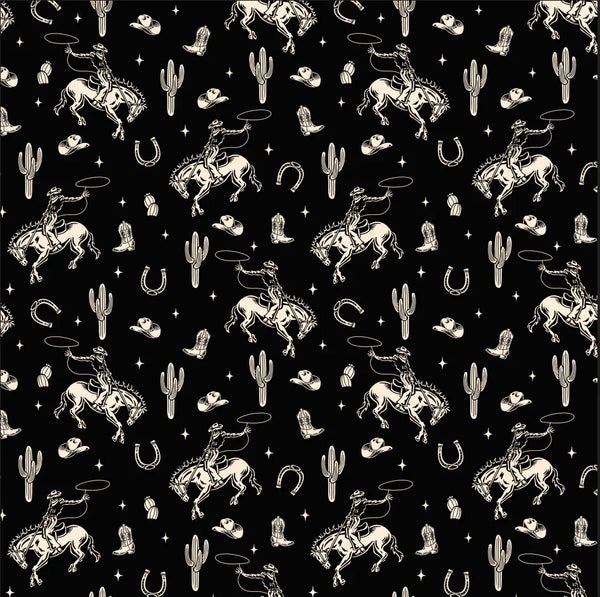 Western Themed Wallpaper, Black and White Seamless Pattern Mural, Oversized Custom Size Wall Art, Non-Woven, Non-Adhesive, Modern Wall Paper, Removable