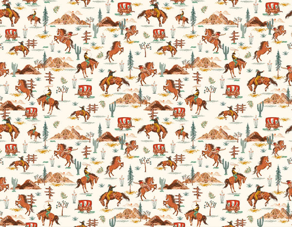 Western Cowboys Rodeo Wallpaper, Seamless Pattern Mural, Oversized Custom Size Wall Art, Non-Woven, Non-Adhesive, Modern Wall Paper, Removable