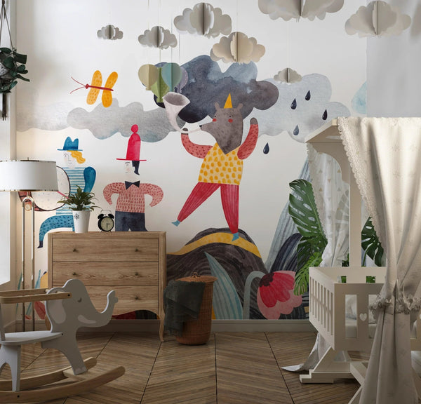 A Cheerful Friends Wallpaper, Travels Mural, Oversized Custom Size Wall Art, Non - Woven, Non - Adhesive, Modern Wall Paper, Removable - Adawall Wallpaper - Registered Trade Accounts Only, Wallpaper Wholesale Account - W77940 - Adawall Wholesale - Wallpaper Wholesaler