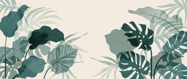 Abstract Botanical Wallpaper, Big Leaves Mural, Oversized Custom Size Wall Art, Non - Woven, Non - Adhesive, Modern Wall Paper, Removable - Adawall Wallpaper - Registered Trade Accounts Only, Wallpaper Wholesale Account - W77900 - Adawall Wholesale - Wallpaper Wholesaler
