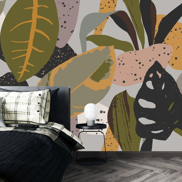 Abstract Botanical Wallpaper, Seamless Pattern Mural, Oversized Custom Size Wall Art, Non - Woven, Non - Adhesive, Modern Wall Paper, Removable - Adawall Wallpaper - Registered Trade Accounts Only, Wallpaper Wholesale Account - W77728 - Adawall Wholesale - Wallpaper Wholesaler