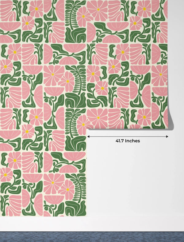 Abstract Geometric Floral Wallpaper, Seamless Pattern Mural, Oversized Custom Size Wall Art, Non - Woven, Non - Adhesive, Modern Wall Paper, Removable - Adawall Wallpaper - Registered Trade Accounts Only, Wallpaper Wholesale Account - W77566 - Adawall Wholesale - Wallpaper Wholesaler
