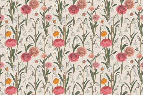 Abstract Handmade Floral Wallpaper, Seamless Pattern Mural, Oversized Custom Size Wall Art, Non - Woven, Non - Adhesive, Modern Wall Paper, Removable - Adawall Wallpaper - Registered Trade Accounts Only, Wallpaper Wholesale Account - W78011 - Adawall Wholesale - Wallpaper Wholesaler
