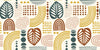 Abstract Leaves and Geometric Shapes Wallpaper, Seamless Pattern Mural, Oversized Custom Size Wall Art, Non - Woven, Non - Adhesive, Modern Wall Paper, Removable - Adawall Wallpaper - Registered Trade Accounts Only, Wallpaper Wholesale Account - W78065 - Adawall Wholesale - Wallpaper Wholesaler