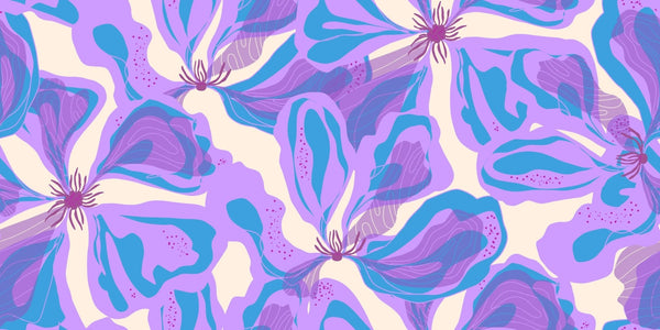 Abstract Purple Flowers Wallpaper, Seamless Pattern Mural, Oversized Custom Size Wall Art, Non - Woven, Non - Adhesive, Modern Wall Paper, Removable - Adawall Wallpaper - Registered Trade Accounts Only, Wallpaper Wholesale Account - W77737 - Adawall Wholesale - Wallpaper Wholesaler