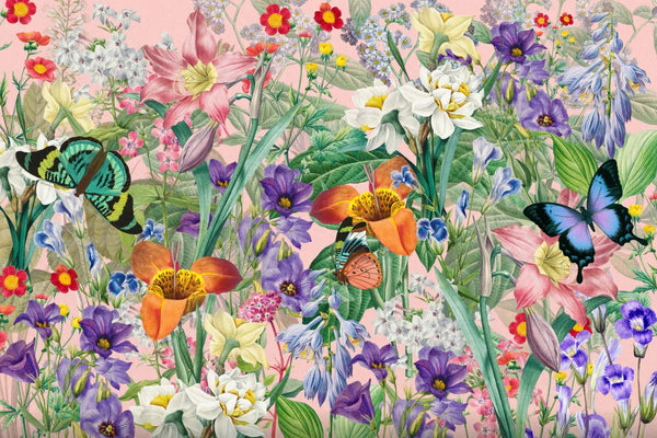 Aesthetic Wildflower Wallpaper, Botanical Mural, Oversized Custom Size Wall Art, Non - Woven, Non - Adhesive, Modern Wall Paper, Removable - Adawall Wallpaper - Registered Trade Accounts Only, Wallpaper Wholesale Account - W77957 - Adawall Wholesale - Wallpaper Wholesaler