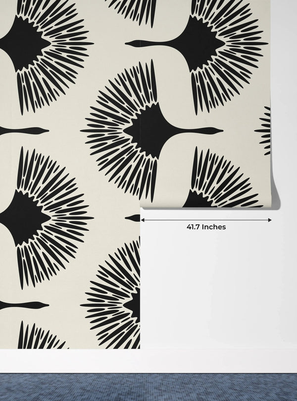 Art Deco Crane Wallpaper, Seamless Pattern Mural, Oversized Custom Size Wall Art, Non - Woven, Non - Adhesive, Modern Wall Paper, Removable - Adawall Wallpaper - Registered Trade Accounts Only, Wallpaper Wholesale Account - W77847 - Adawall Wholesale - Wallpaper Wholesaler
