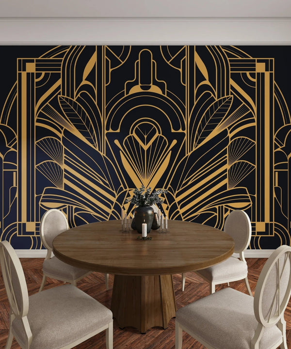 Art Deco Wallpaper, Geometric Gold Mural, Oversized Custom Size Wall Art, Non - Woven, Non - Adhesive, Modern Wall Paper, Removable - Adawall Wallpaper - Registered Trade Accounts Only, Wallpaper Wholesale Account - W77848 - Adawall Wholesale - Wallpaper Wholesaler