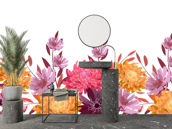 Art Floral Wallpaper, Seamless Pattern Mural, Oversized Custom Size Wall Art, Non - Woven, Non - Adhesive, Modern Wall Paper, Removable - Adawall Wallpaper - Registered Trade Accounts Only, Wallpaper Wholesale Account - W78072 - Adawall Wholesale - Wallpaper Wholesaler