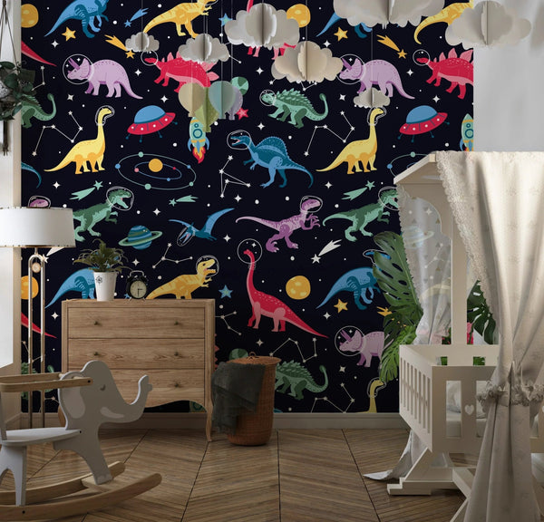 Astronaut Dinosaurs Wallpaper, Cute Space Seamless Pattern Mural, Oversized Custom Size Wall Art, Non - Woven, Non - Adhesive, Modern Wall Paper, Removable - Adawall Wallpaper - Registered Trade Accounts Only, Wallpaper Wholesale Account - W77553 - Adawall Wholesale - Wallpaper Wholesaler