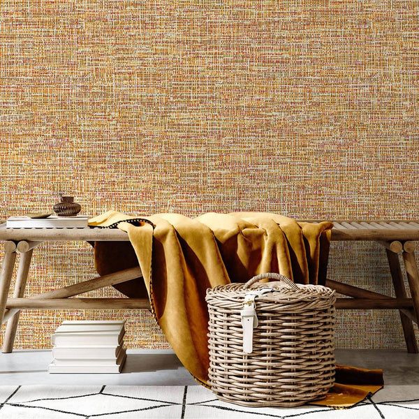Basket Weave Woven Textile Wallpaper, Orange Realistic 3D Textured Fabric Linen Multi - Color Wallcovering - Adawall Wallpaper - Registered Trade Accounts Only, Wallpaper Wholesale Account - 1111-4 - Adawall Wholesale - Wallpaper Wholesaler