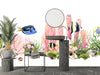 Fishes and Corals Wallpaper, White Background Mural, Oversized Custom Size Wall Art, Non-Woven, Non-Adhesive, Modern Wall Paper, Removable