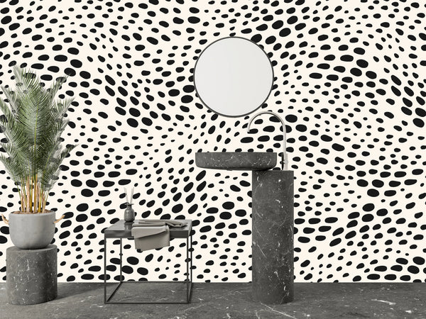 Abstract Dot Waves Wallpaper, Seamless Pattern Mural, Oversized Custom Size Wall Art, Non-Woven, Non-Adhesive, Modern Wall Paper, Removable