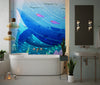 Whale and Fishes Wallpaper, Underwater Scene Mural, Oversized Custom Size Wall Art, Non-Woven, Non-Adhesive, Modern Wall Paper, Removable