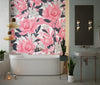 Pink Flowers Wallpaper, Seamless Pattern Mural, Oversized Custom Size Wall Art, Non-Woven, Non-Adhesive, Modern Wall Paper, Removable