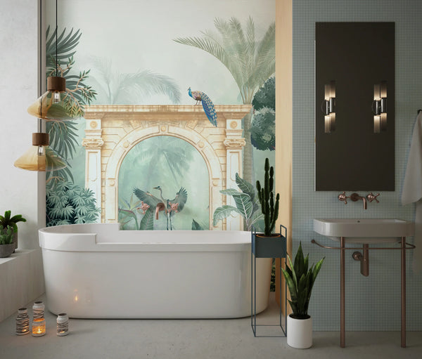 Mughal Garden Wallpaper, Traditional Mural, Oversized Custom Size Wall Art, Non-Woven, Non-Adhesive, Modern Wall Paper, Removable