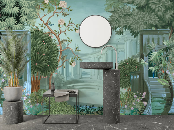 Ancient Roman Architecture Wallpaper,Botanic Mural, Oversized Custom Size Wall Art, Non-Woven, Non-Adhesive, Modern Wall Paper, Removable