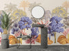 Tropical Vintage Landscape Wallpaper, Trees Wall Mural, Oversized Custom Size Wall Art, Non-Woven, Non-Adhesive, Modern Wall Paper, Removable