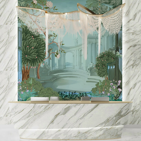 Ancient Roman Architecture Wallpaper,Botanic Mural, Oversized Custom Size Wall Art, Non-Woven, Non-Adhesive, Modern Wall Paper, Removable