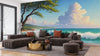 Beautiful Sea Waves and Tree Wallpaper, Oil Painting Mural, Oversized Custom Size Wall Art, Non - Woven, Non - Adhesive, Modern Wall Paper, Removable - Adawall Wallpaper - Registered Trade Accounts Only, Wallpaper Wholesale Account - W77608 - Adawall Wholesale - Wallpaper Wholesaler