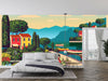 Mediterranean Romantic Landscape Wallpaper, Handmade Drawing Mural, Oversized Custom Size Wall Art, Non-Woven, Non-Adhesive, Modern Wall Paper, Removable