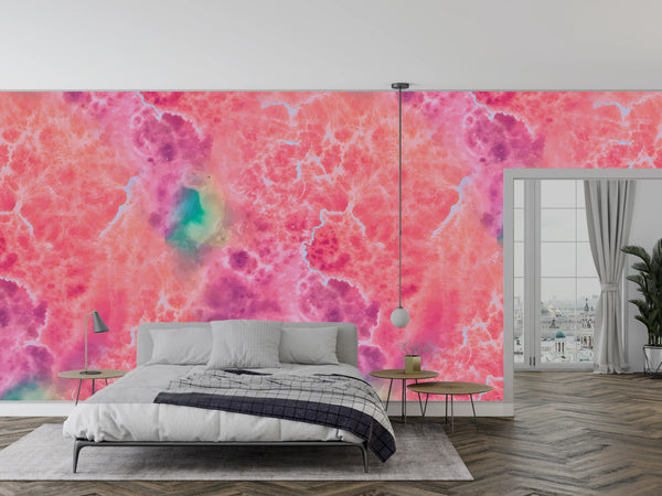 Alcohol Ink Watercolor Wallpaper, Liquid Splash Mural, Oversized Custom Size Wall Art, Non-Woven, Non-Adhesive, Modern Wall Paper, Removable