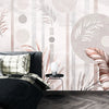 Tropical Plants Wallpaper, Geometric Shapes Mural, Oversized Custom Size Wall Art, Non-Woven, Non-Adhesive, Modern Wall Paper, Removable