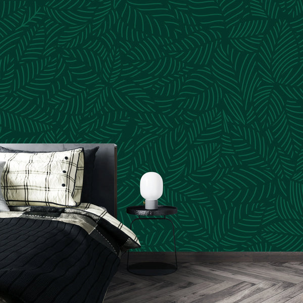 Luxury Nature Wallpaper, Green Floral Mural, Oversized Custom Size Wall Art, Non-Woven, Non-Adhesive, Modern Wall Paper, Removable