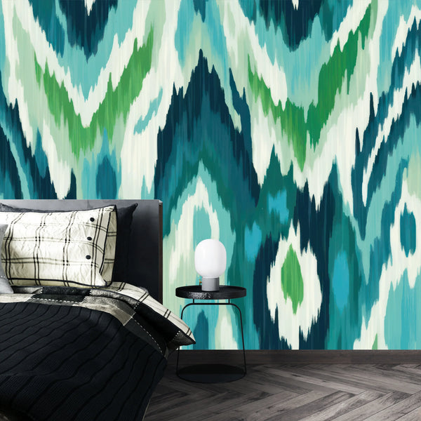 Ikat Ethnic Pastel Tones Wallpaper, Seamless Pattern Mural, Oversized Custom Size Wall Art, Non-Woven, Non-Adhesive, Modern Wall Paper, Removable