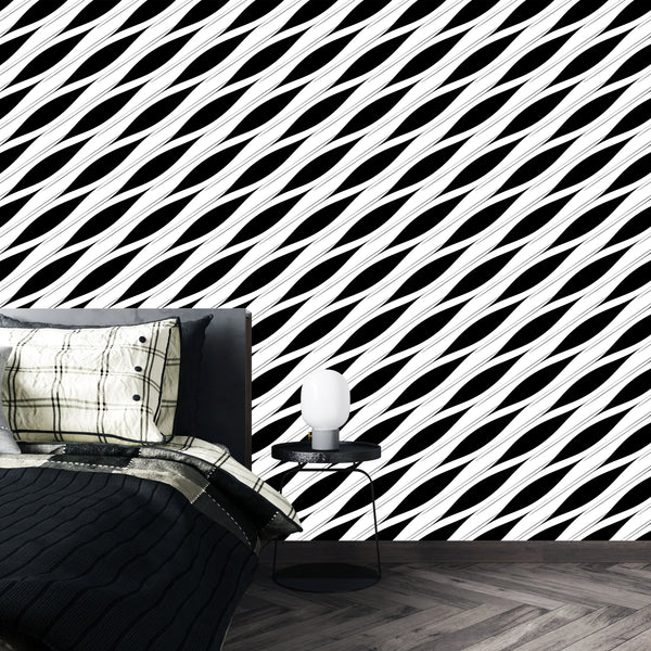 Abstract Lines Wallpaper, Seamless Pattern Mural, Oversized Custom Size Wall Art, Non-Woven, Non-Adhesive, Modern Wall Paper, Removable