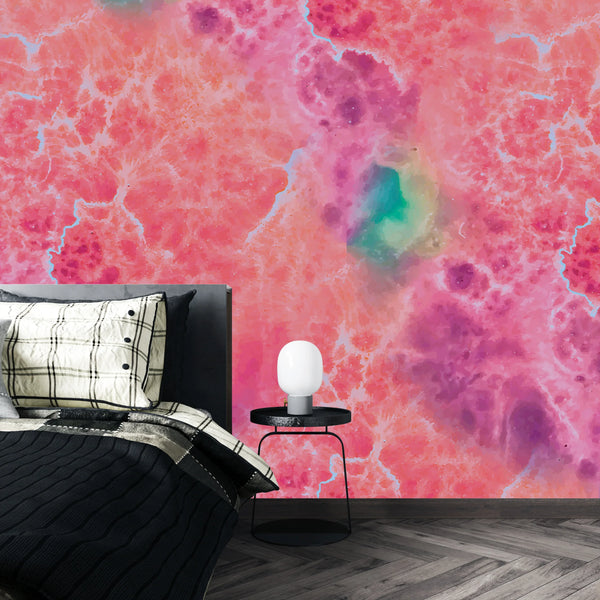 Alcohol Ink Watercolor Wallpaper, Liquid Splash Mural, Oversized Custom Size Wall Art, Non-Woven, Non-Adhesive, Modern Wall Paper, Removable